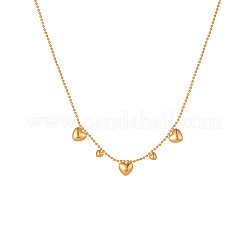 Collares con colgante de corazón de acero inoxidable 304 y cadena de bolitas para mujer&nbsp;WGC4D8C-02