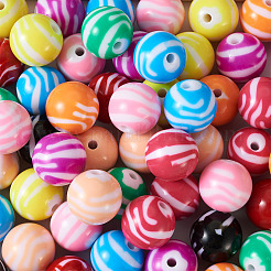 80 Stück 10 Farben undurchsichtige gestreifte Acrylperlen&nbsp;SACR-BT0001-02