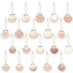 20 pendentif décoratif en forme de coquillage électroplaqué&nbsp;HJEW-BM00067