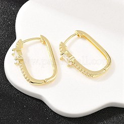 Orecchini a cerchio in ottone rettangolare con micro pavé di zirconi cubici trasparenti&nbsp;EJEW-D348-07G