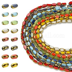 2 brin de perles de verre de couleur opaque électrolytique&nbsp;EGLA-YW0005-26A
