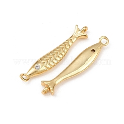 Ciondoli a forma di pesce con zirconi cubici in ottone&nbsp;KK-L255-11G