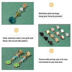48 pièce de 12 styles de boucles d'oreilles à tige en acier inoxydable 304 avec placage ionique (IP)&nbsp;STAS-UN0032-14