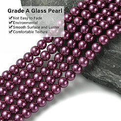 Brins de perles rondes en verre teinté écologique&nbsp;HY-A002-6mm-RB029