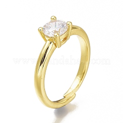 Anelli solitari in ottone con micro pavé di zirconi chiari&nbsp;LS-RJEW-N031-13G