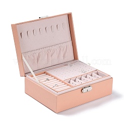 PU-Kunstleder-Schmuck-Organizer-Box mit Schloss&nbsp;LS-CON-P016-B02