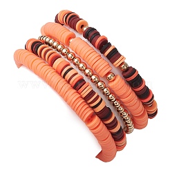 5 Stück 5 Stile Halloween synthetische nicht magnetische Hämatit & Polymer Clay Perlen Stretch Armband Sets&nbsp;BJEW-JB10733