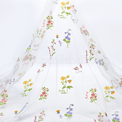 2 Yards Polyester-Stickerei 3D-Blumennetzstoffe&nbsp;DIY-WH0622-383A