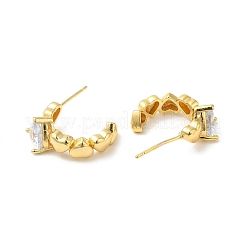 Orecchini a bottone con micro pavé di zirconi cubici in ottone placcato a cremagliera&nbsp;EJEW-F297-10G