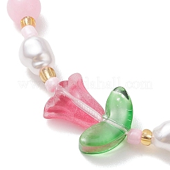 Armbänder aus natürlich gefärbtem gelbem Jade und Imitationsperlen aus Kunststoff für Damen&nbsp;BJEW-MZ00308-01