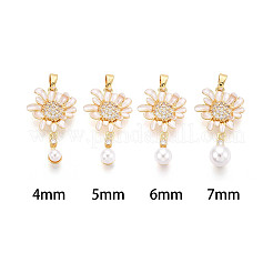 Messing Micro Pave Zirkonia und Emaille Tasse Perle Stift Ösen Pin Anhänger&nbsp;KK-T079-48G
