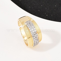 Latón micro pave anillos de brazalete de circonio cúbico&nbsp;RJEW-C140-15G