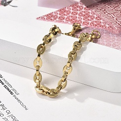 Pulseras de cadena de granos de café de acero inoxidable 304 para mujeres y hombres.&nbsp;BJEW-F488-01G-01