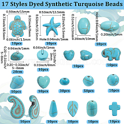 17 Stil gefärbte synthetische türkisfarbene Perlen&nbsp;G-SC0003-46