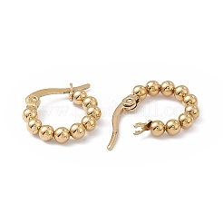 Pendientes de aro con cuentas redondas de acero inoxidable 201 con pasadores de acero inoxidable 304 para mujer&nbsp;EJEW-B016-01A-G