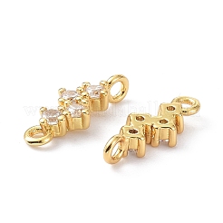 Connettori a maglie in zirconia cubica trasparenti con micro pavé di ottone ecologico&nbsp;X-ZIRC-C022-03G