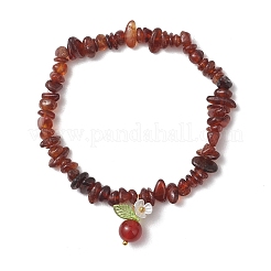 Bracelets à breloques rondes en cornaline naturelle&nbsp;BJEW-JB13142