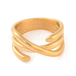 Anillos de dedo cruzados de acero inoxidable 304 con revestimiento iónico (IP) para mujer&nbsp;RJEW-S414-71B-G
