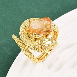 Bagues ouvertes en quartz jaune naturel serpent&nbsp;RJEW-K286-10G-01