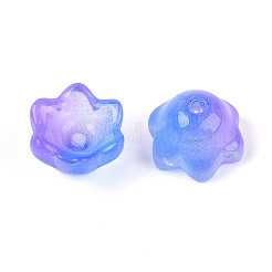 Capuchons de perles de verre transparents bicolores peints à la bombe&nbsp;A-GLAA-Q089-002B-003