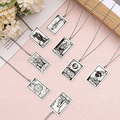 8 Stück 8 Stil 201 Edelstahl Tarotkarte Anhänger Halskette mit 304 Edelstahlketten&nbsp;NJEW-AB00023