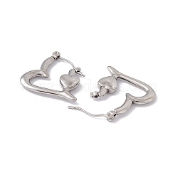 Pendientes de aro con forma de corazón de acero inoxidable 304 que no se deslustran para mujer&nbsp;LS-EJEW-E199-14P