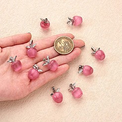 10 pz pendente di fascino della pietra preziosa della mela cristallo di quarzo guarigione ciondoli in pietra naturale rosa fibbia in argento per gioielli collana orecchino fare artigianato&nbsp;JX525A