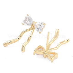 Pendientes de circonita cúbica transparente con pavé de latón y lazo para mujer&nbsp;EJEW-S216-02B-G
