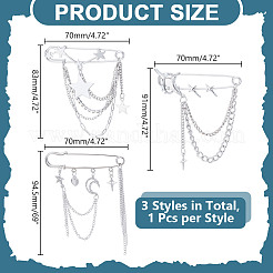 3 spilla di sicurezza in lega con strass a forma di stella e luna&nbsp;JEWB-HY0001-46