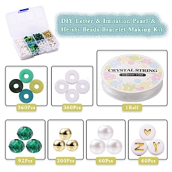 Kit de fabrication de bracelets de lettres et de perles d'imitation et de perles heishi&nbsp;DIY-YW0005-23A