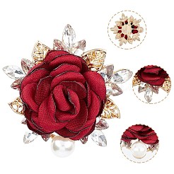 Rosa in stoffa con spilla in strass di cristallo&nbsp;JEWB-WH0028-12LG