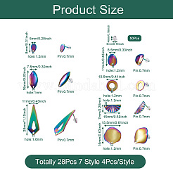 28 stücke 7 stil regenbogen farbe 304 edelstahl stud ohrring Zubehörse&nbsp;FIND-CW0001-20