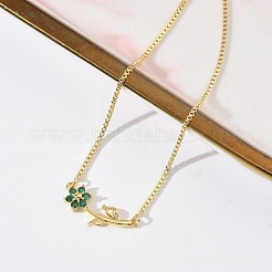 Braccialetti scorrevoli regolabili in ottone con micro pavé di zirconi cubici trasparenti e catena a maglie quadrate&nbsp;BJEW-C156-09G-01
