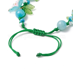 3 bracelet tressé en perles acryliques florales pour femmes&nbsp;BJEW-MZ00184