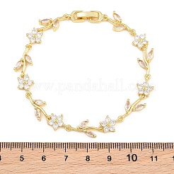 Bracelets en laiton pavé de zirconiums cubiques à maillons en forme de fleur pour femmes&nbsp;KK-CBA68DA-14G-11