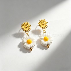 Pendientes colgantes de acero inoxidable 304 y porcelana hecha a mano.&nbsp;WG2AA73-01