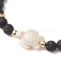 Braccialetti regolabili con perline intrecciate rotonde di roccia lavica naturale da 6 mm&nbsp;BJEW-JB10615-02
