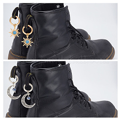 12 pièce de breloques de chaussures en alliage soleil et lune&nbsp;HJEW-DR00003