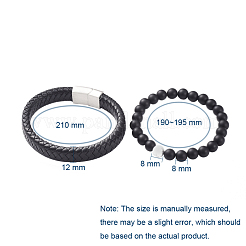 Conjuntos de pulseras elásticas unisex y pulseras de cordón de cuero&nbsp;BJEW-JB04895-03