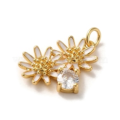 Pendentifs avec zircon cubiques à micro-pavés en laiton&nbsp;KK-K358-01D-G