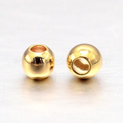 Echte runde Distanzperlen aus 18 Karat vergoldetem Messing&nbsp;X-KK-L147-197-2mm-NR