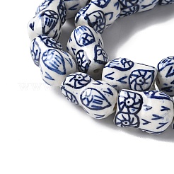 Hebras de cuentas de cerámica de porcelana azul y blanca hechas a mano&nbsp;PORC-L018-03A