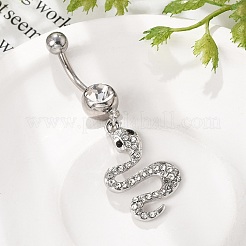 Legierung Strass Schlange gebogene Hantel Bauchnabel Ringe&nbsp;LS-AJEW-R007-03P-01