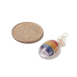 Chakra-Anhänger mit natürlichen gemischten Edelsteinen und Kupferdraht umwickelt&nbsp;PALLOY-JF02046-02