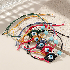 Bracelet tressé ajustable en perles de porcelaine bicolores (5 pièce)&nbsp;ST8547-1