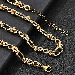 Collar de cadena de eslabones infinitos con textura ovalada de acero inoxidable 304 para mujeres y hombres.&nbsp;NJEW-K249-20A-G