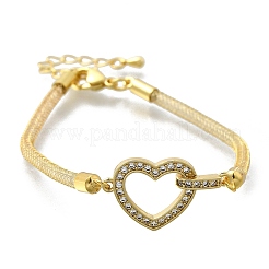 Bracelets à maillons en laiton micro pavé en zircone cubique transparente pour femmes&nbsp;BJEW-A029-01A-G