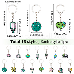 15 porte-clés pendentif en PVC sur le thème du pickleball&nbsp;KEYC-SC0002-15