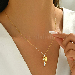Collar con colgante de ala hueca de acero inoxidable con rhinestone de cristal para mujer&nbsp;JF5820