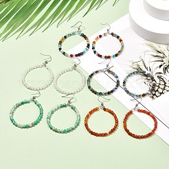 Perline di agata naturale orecchini pendenti con anello grande per donna ragazza&nbsp;EJEW-JE04652